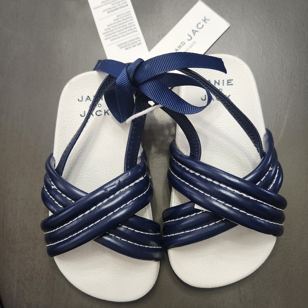 Janie & Jack Navy and White  Baby Sandals